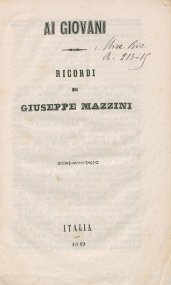 Ai giovani : ricordi di Giuseppe Mazzini