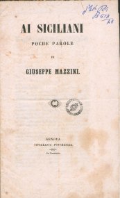 Ai siciliani : poche parole di Giuseppe Mazzini