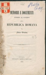Memorie e documenti intorno al governo della Repubblica romana