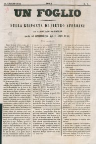 Un foglio sulla risposta di Pietro Sterbini ad altro nostro foglio inserita nel Contemporaneo degli 8 Giugno 1848